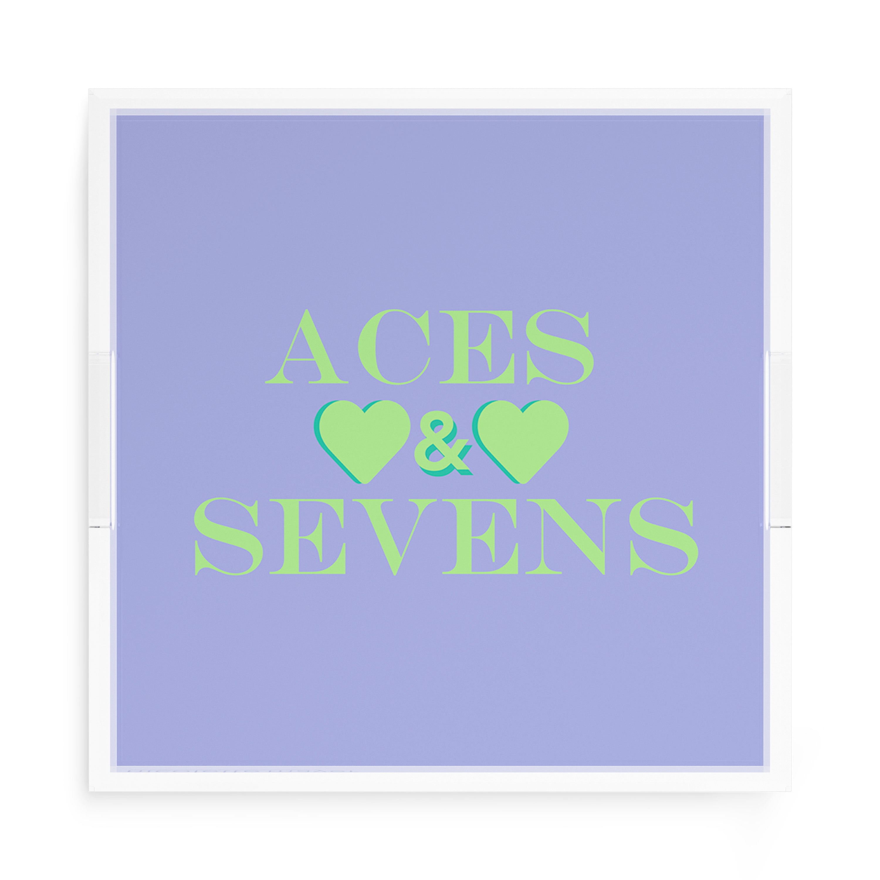 Canasta Aces and Sevens Lime Hydrangea 15X15 Acrylic Tray - nicolettemayer.com 