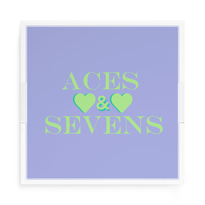 Canasta Aces and Sevens Lime Hydrangea 15X15 Acrylic Tray - nicolettemayer.com 