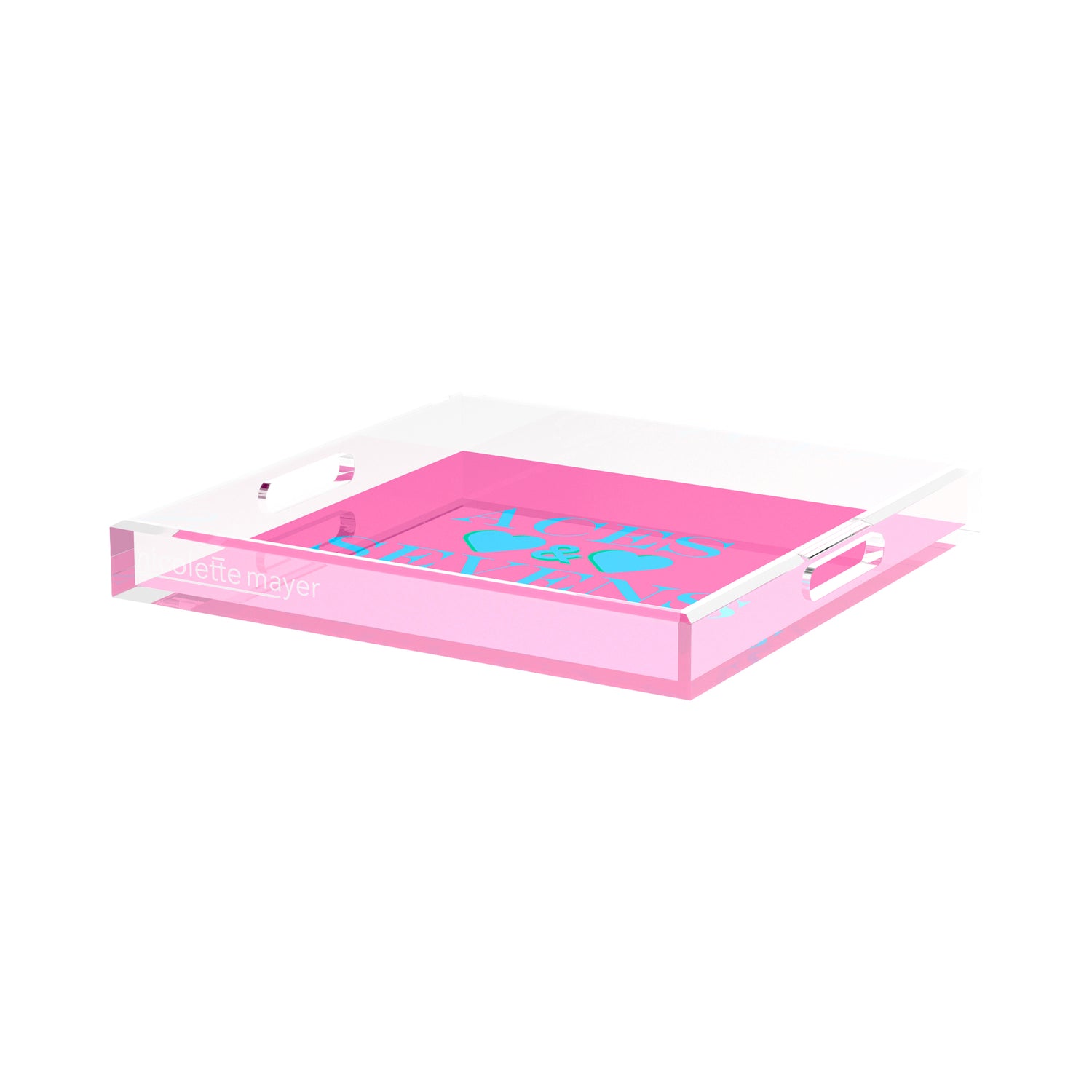 Canasta Aces and Sevens Pink Blue 15X15 Acrylic Tray - nicolettemayer.com 