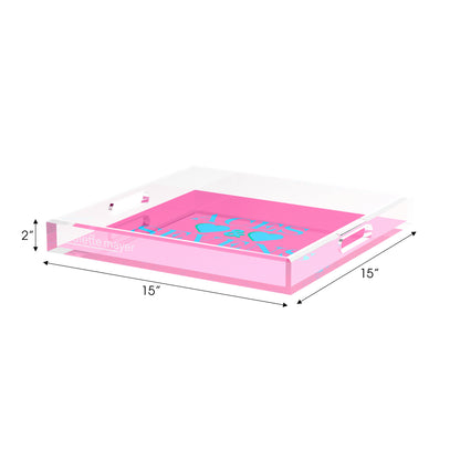Canasta Aces and Sevens Pink Blue 15X15 Acrylic Tray - nicolettemayer.com 