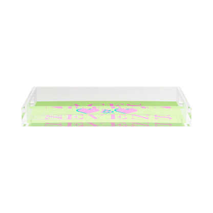 Canasta Aces And Sevens Key Lime Pink 17X10.5 Acrylic Tray - nicolettemayer.com 