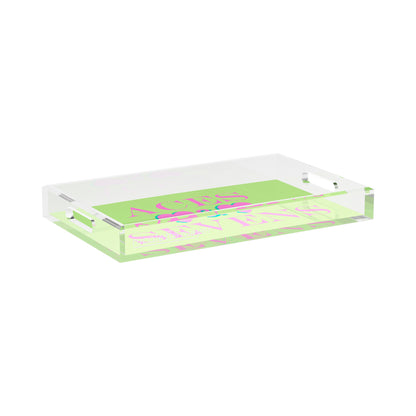 Canasta Aces And Sevens Key Lime Pink 17X10.5 Acrylic Tray - nicolettemayer.com 