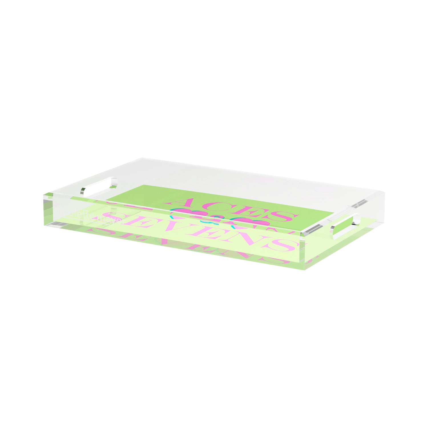 Canasta Aces And Sevens Key Lime Pink 17X10.5 Acrylic Tray - nicolettemayer.com 