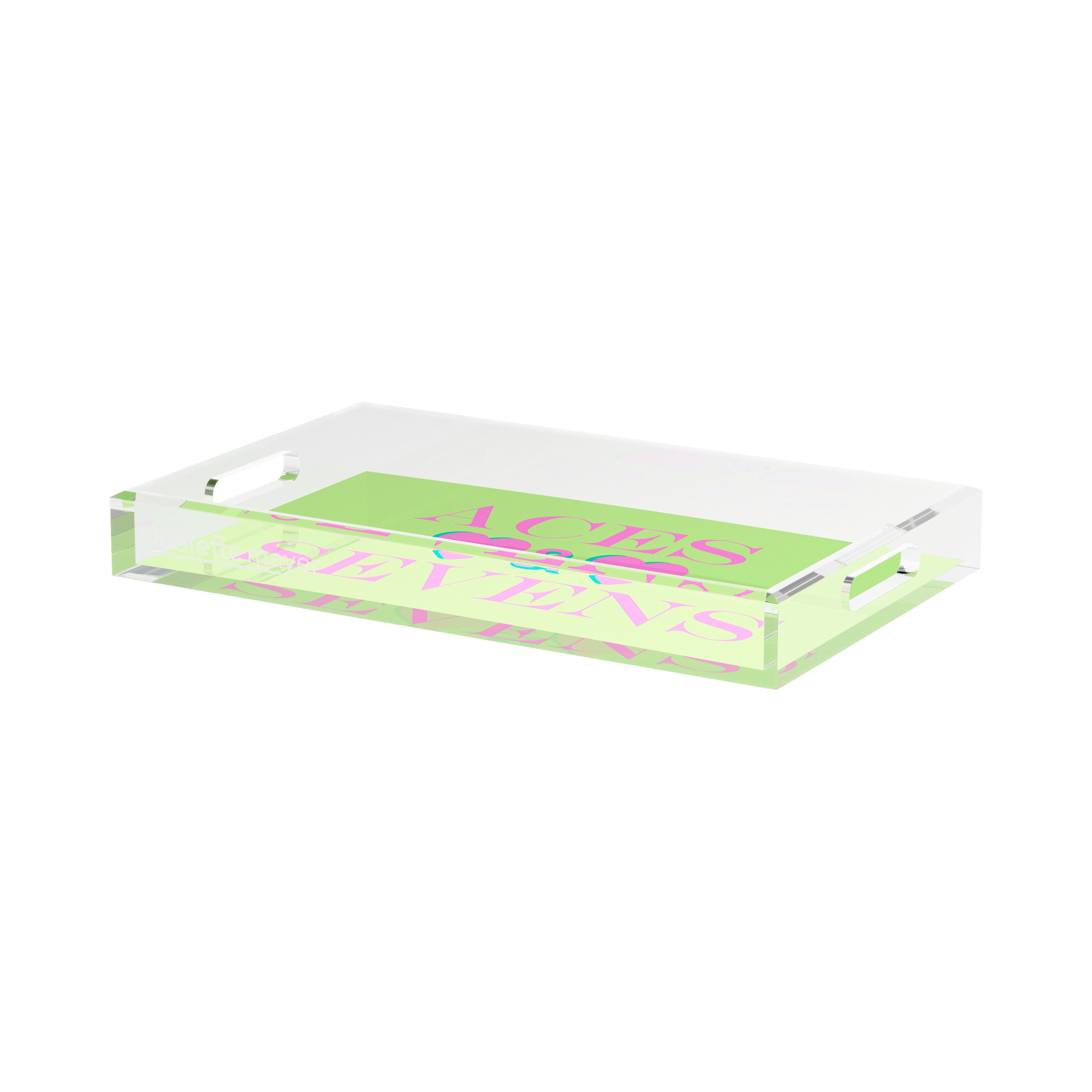 Canasta Aces And Sevens Key Lime Pink 17X10.5 Acrylic Tray - nicolettemayer.com 