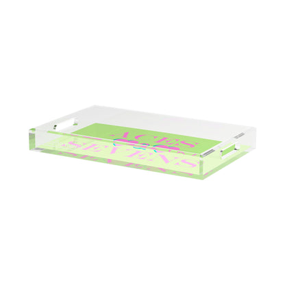 Canasta Aces And Sevens Key Lime Pink 17X10.5 Acrylic Tray - nicolettemayer.com 