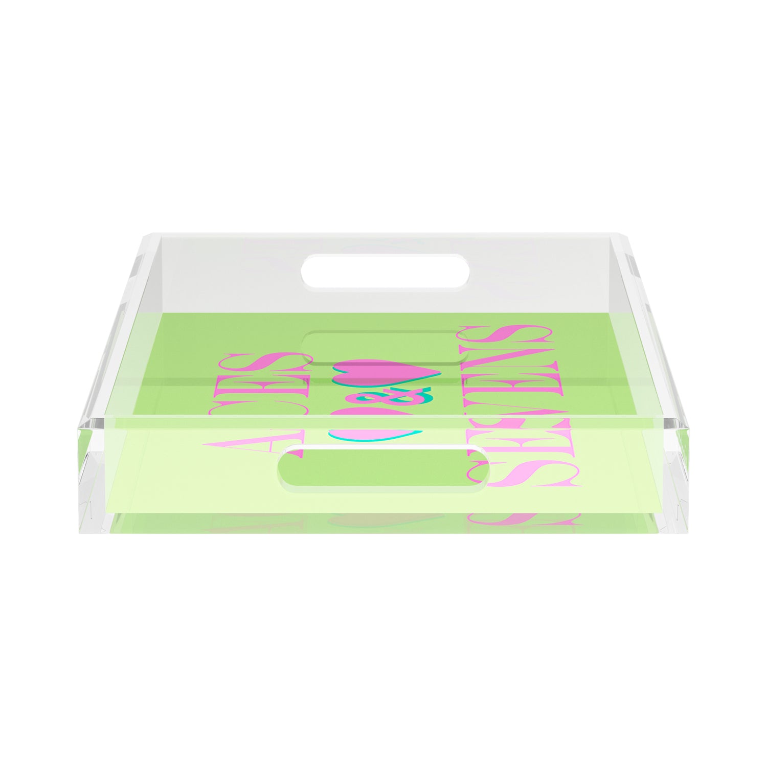 Canasta Aces And Sevens Key Lime Pink 17X10.5 Acrylic Tray - nicolettemayer.com 
