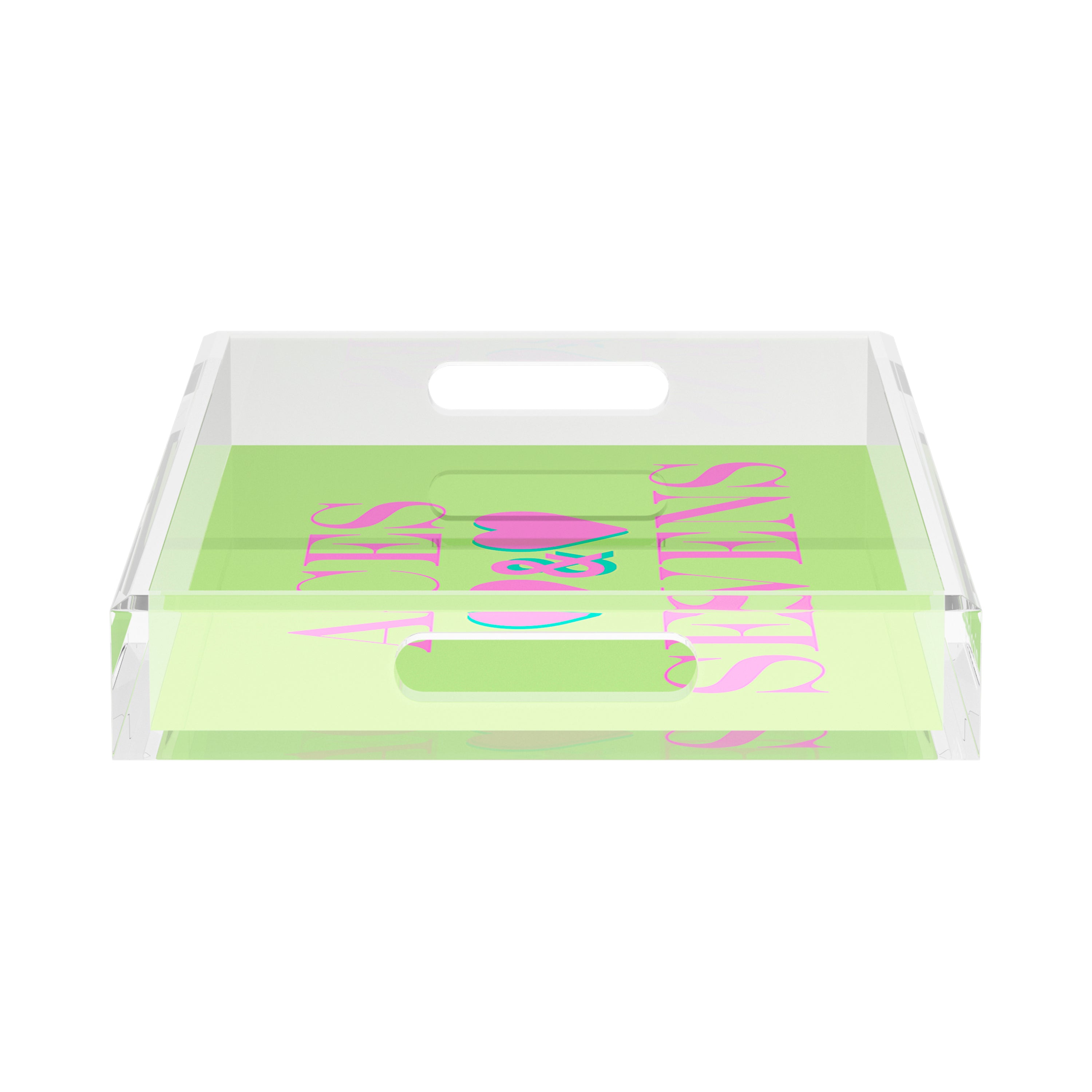 Canasta Aces And Sevens Key Lime Pink 17X10.5 Acrylic Tray - nicolettemayer.com 