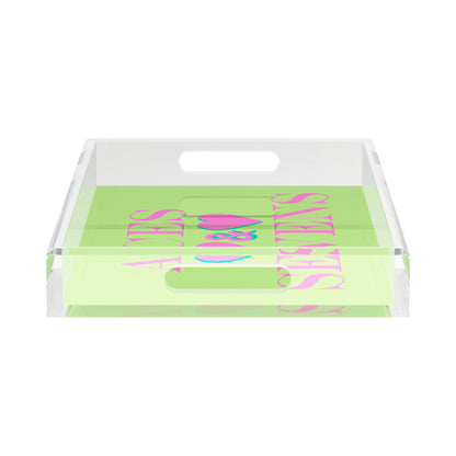 Canasta Aces And Sevens Key Lime Pink 17X10.5 Acrylic Tray - nicolettemayer.com 