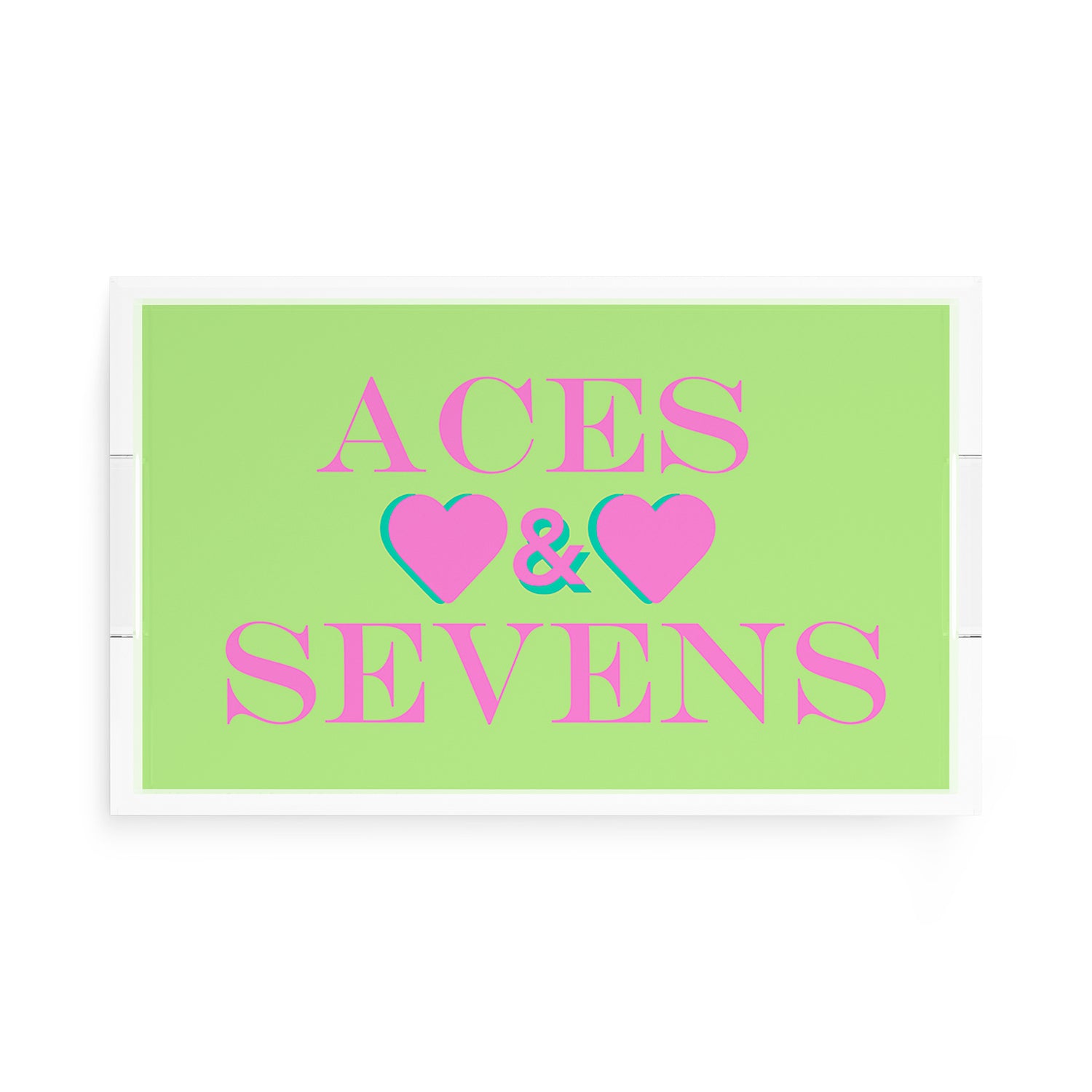 Canasta Aces And Sevens Key Lime Pink 17X10.5 Acrylic Tray - nicolettemayer.com 