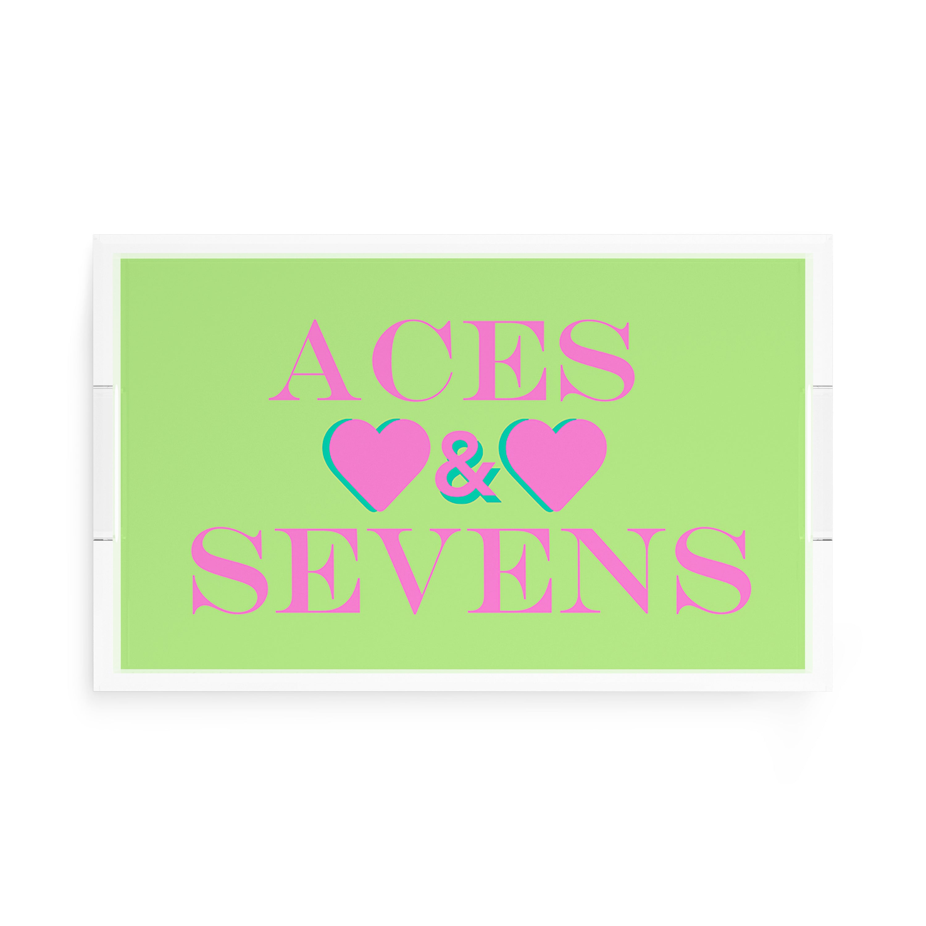 Canasta Aces And Sevens Key Lime Pink 17X10.5 Acrylic Tray - nicolettemayer.com 