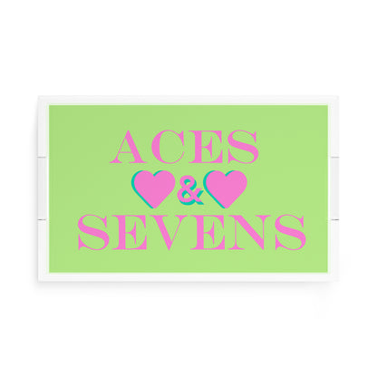 Canasta Aces And Sevens Key Lime Pink 17X10.5 Acrylic Tray - nicolettemayer.com 