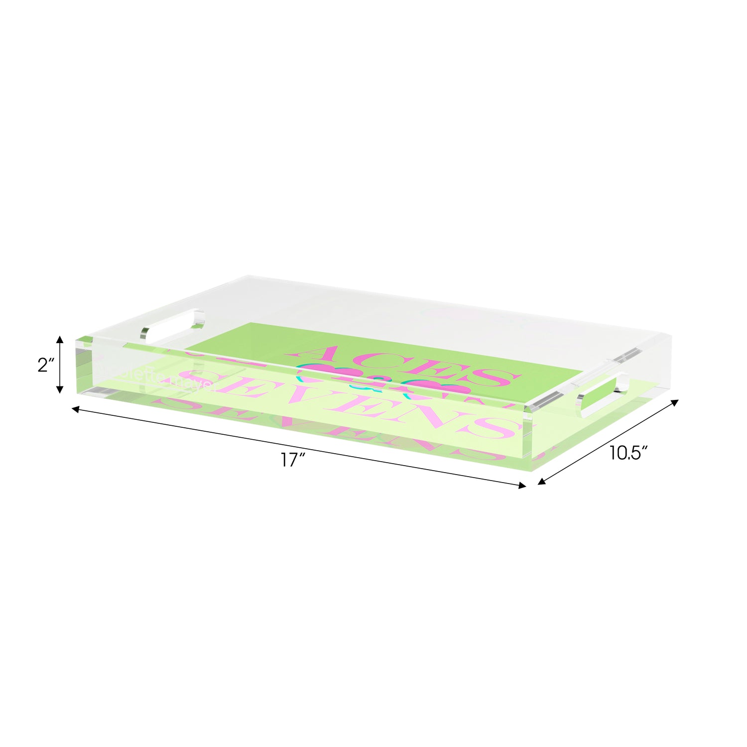 Canasta Aces And Sevens Key Lime Pink Set of 3 Acrylic Tray - nicolettemayer.com 