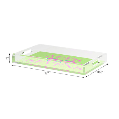 Canasta Aces And Sevens Key Lime Pink Set of 3 Acrylic Tray - nicolettemayer.com 