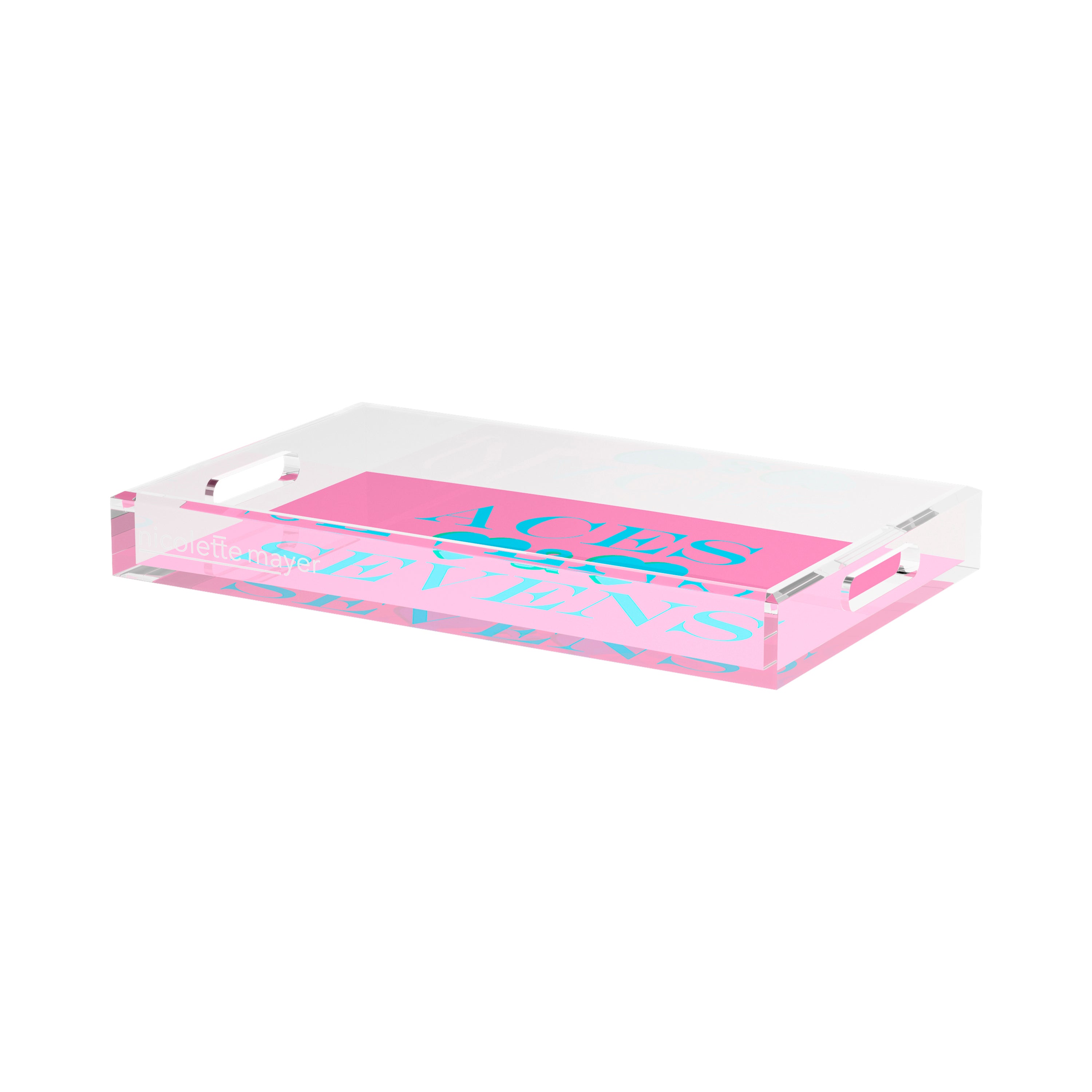 Canasta Aces And Sevens Pink Blue 17X10.5 Acrylic Tray - nicolettemayer.com 