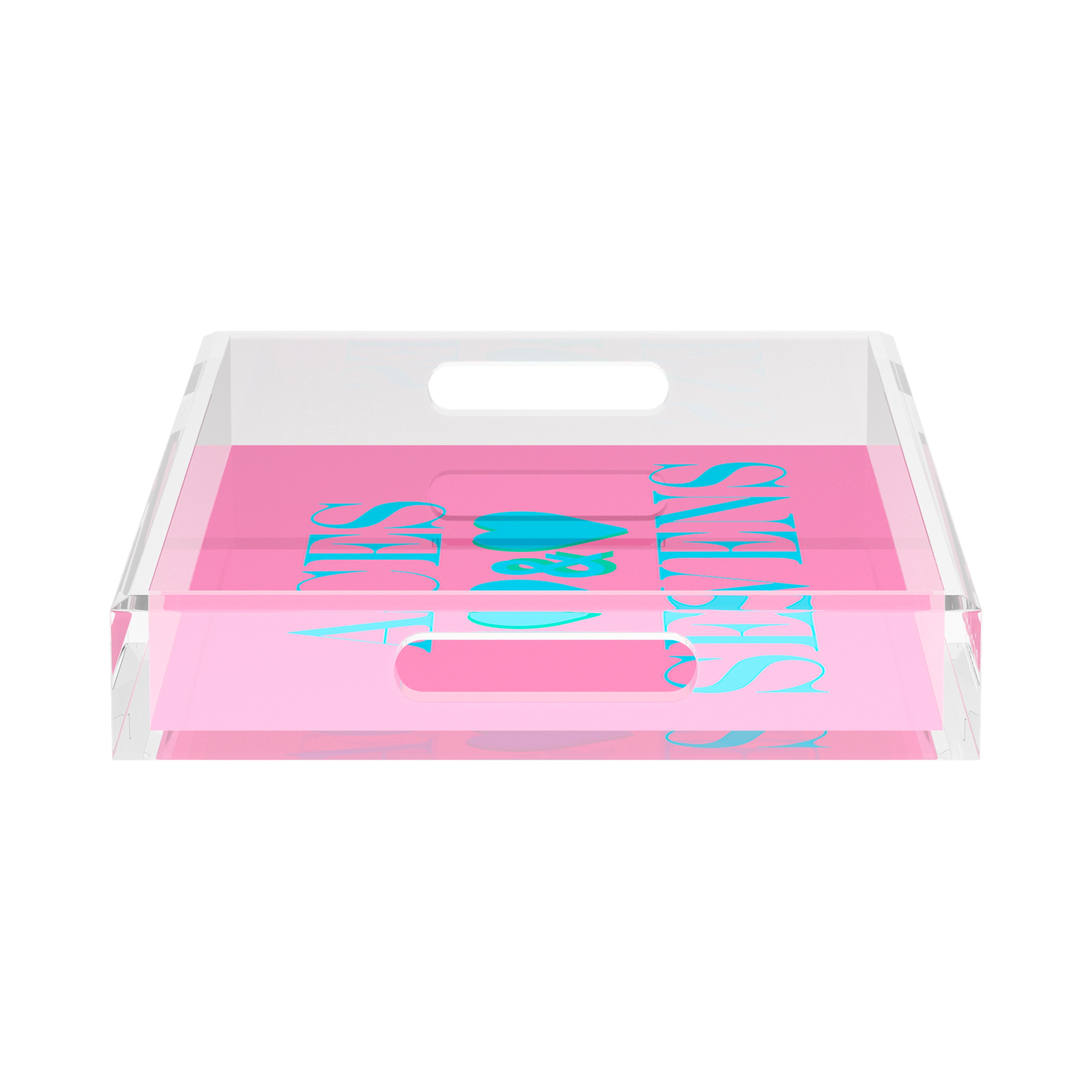 Canasta Aces And Sevens Pink Blue 17X10.5 Acrylic Tray - nicolettemayer.com 