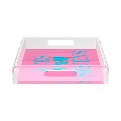 Canasta Aces And Sevens Pink Blue 17X10.5 Acrylic Tray - nicolettemayer.com 