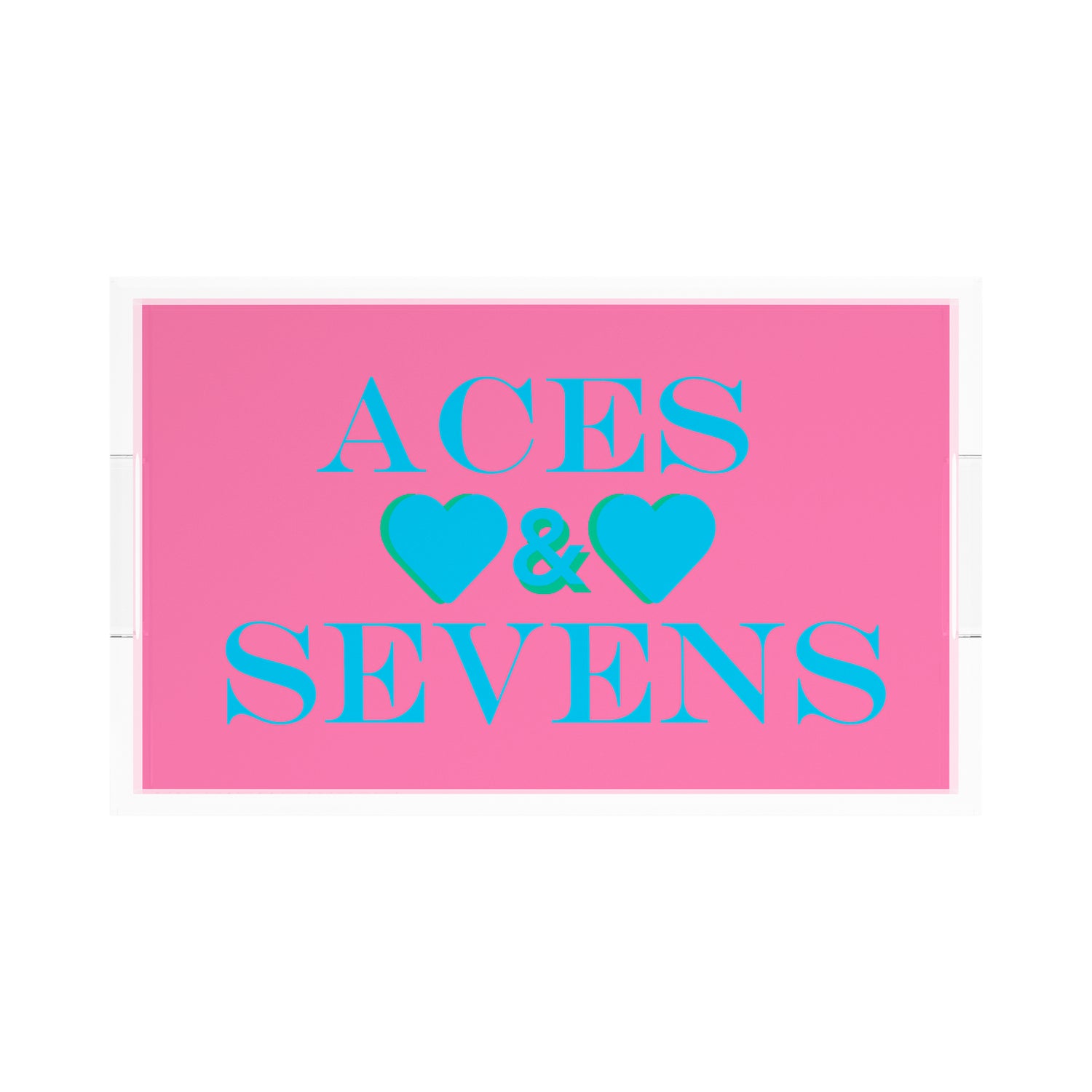 Canasta Aces And Sevens Pink Blue 17X10.5 Acrylic Tray - nicolettemayer.com 