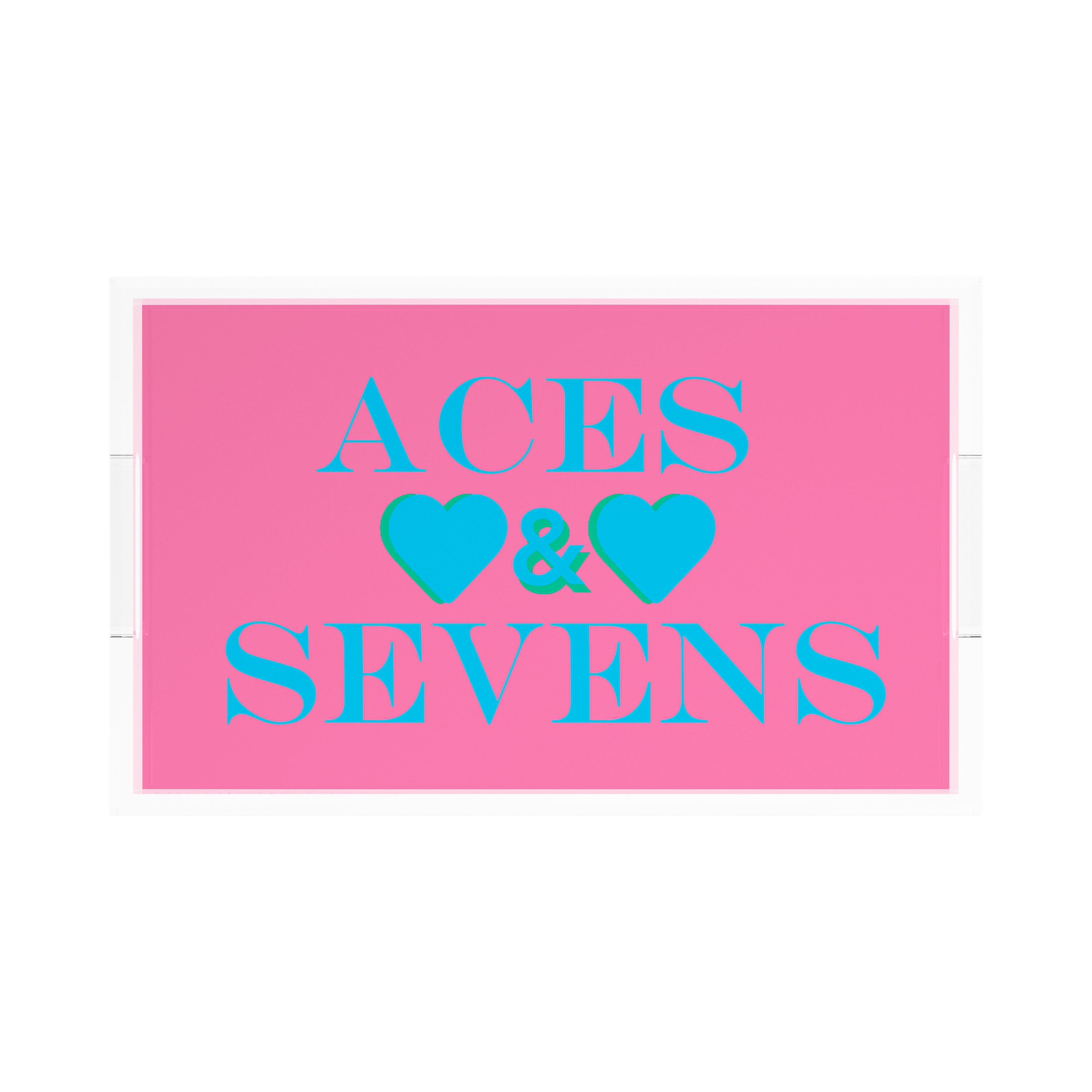 Canasta Aces And Sevens Pink Blue 17X10.5 Acrylic Tray - nicolettemayer.com 