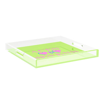 Canasta Aces and Sevens Key Lime Pink 18X18 Acrylic Tray - nicolettemayer.com 