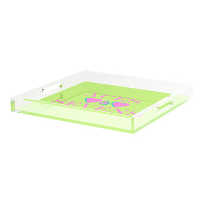 Canasta Aces and Sevens Key Lime Pink 18X18 Acrylic Tray - nicolettemayer.com 