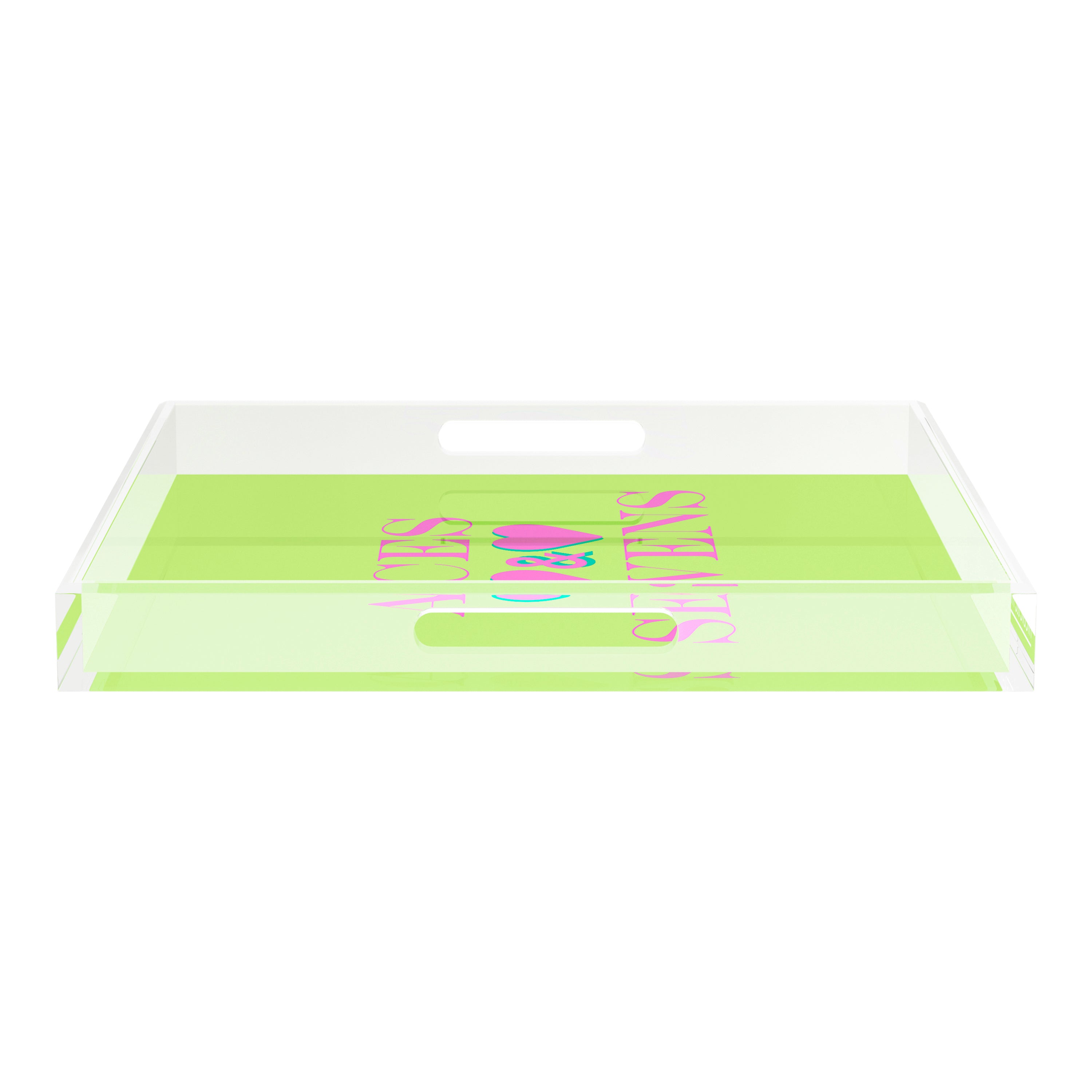 Canasta Aces and Sevens Key Lime Pink 18X18 Acrylic Tray - nicolettemayer.com 