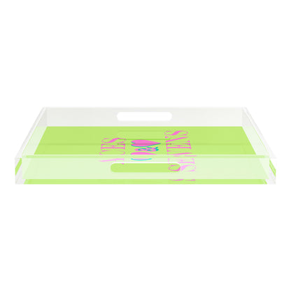 Canasta Aces and Sevens Key Lime Pink 18X18 Acrylic Tray - nicolettemayer.com 
