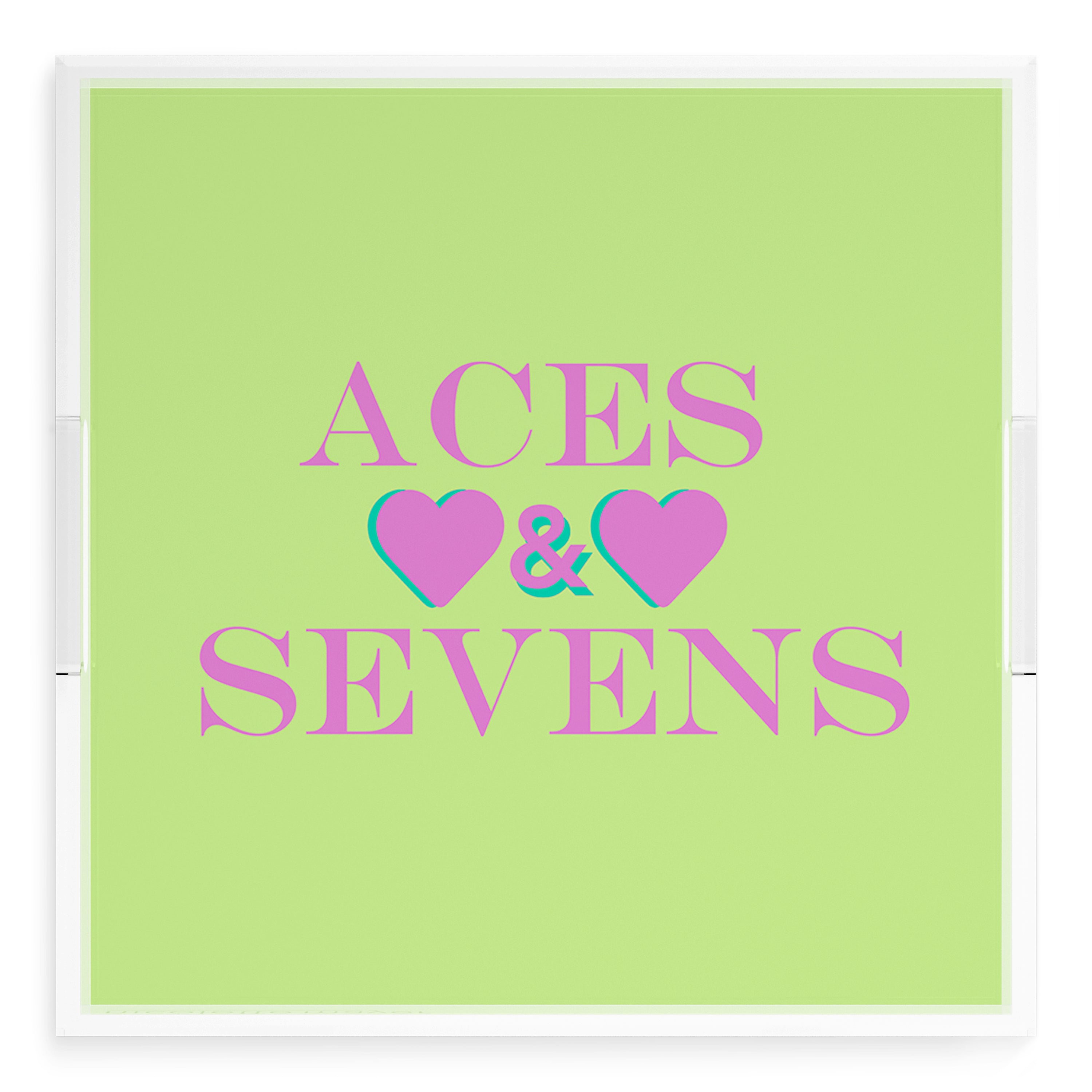 Canasta Aces and Sevens Key Lime Pink 18X18 Acrylic Tray - nicolettemayer.com 