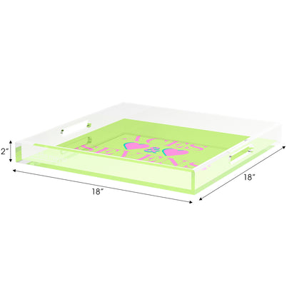 Canasta Aces and Sevens Key Lime Pink 18X18 Acrylic Tray - nicolettemayer.com 