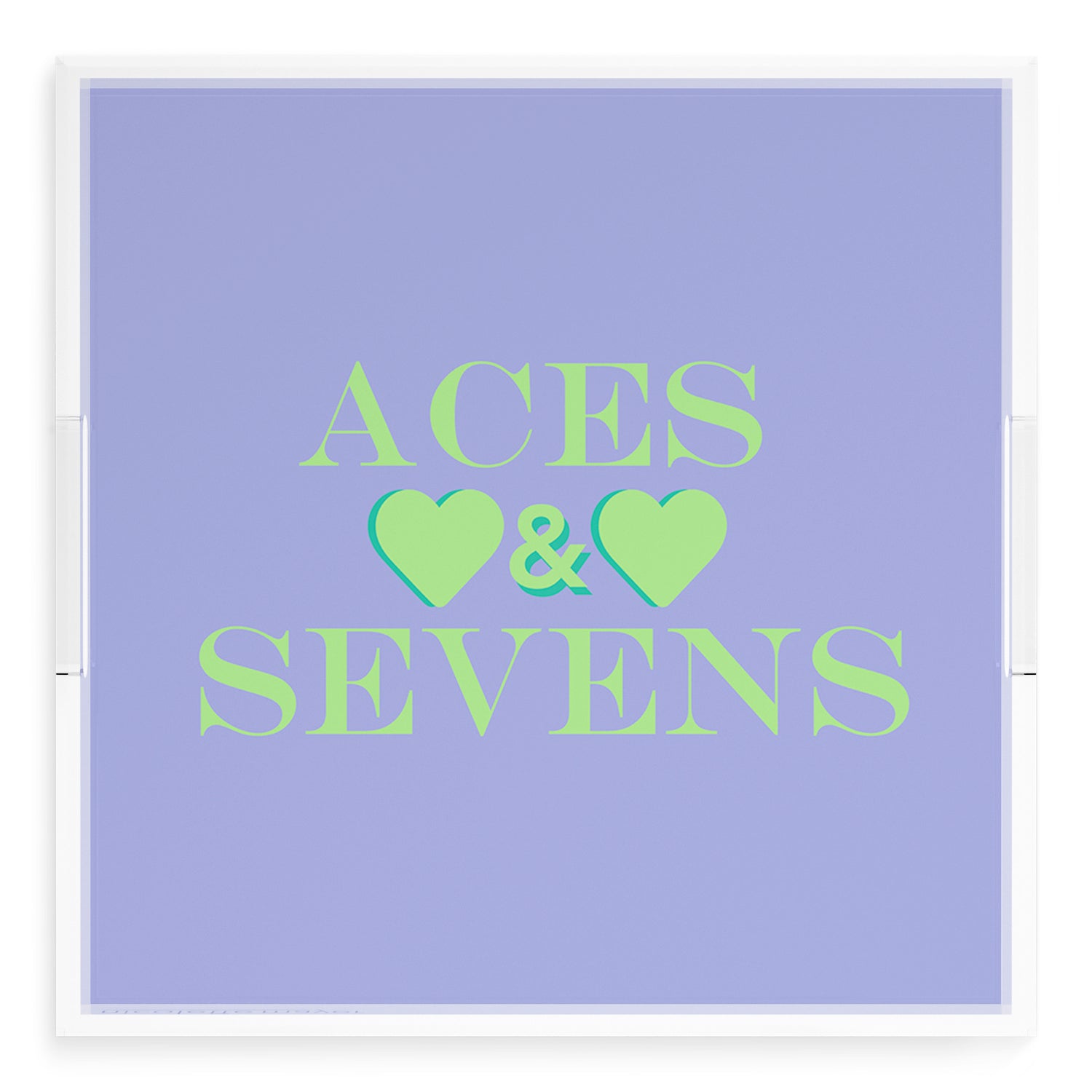 Canasta Aces and Sevens Lime Hydrangea 18X18 Acrylic Tray - nicolettemayer.com 