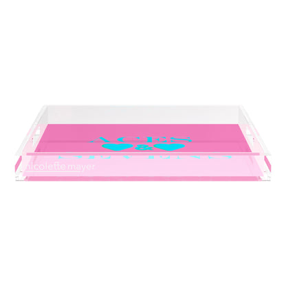 Canasta Aces and Sevens Pink Blue 18X18 Acrylic Tray - nicolettemayer.com 
