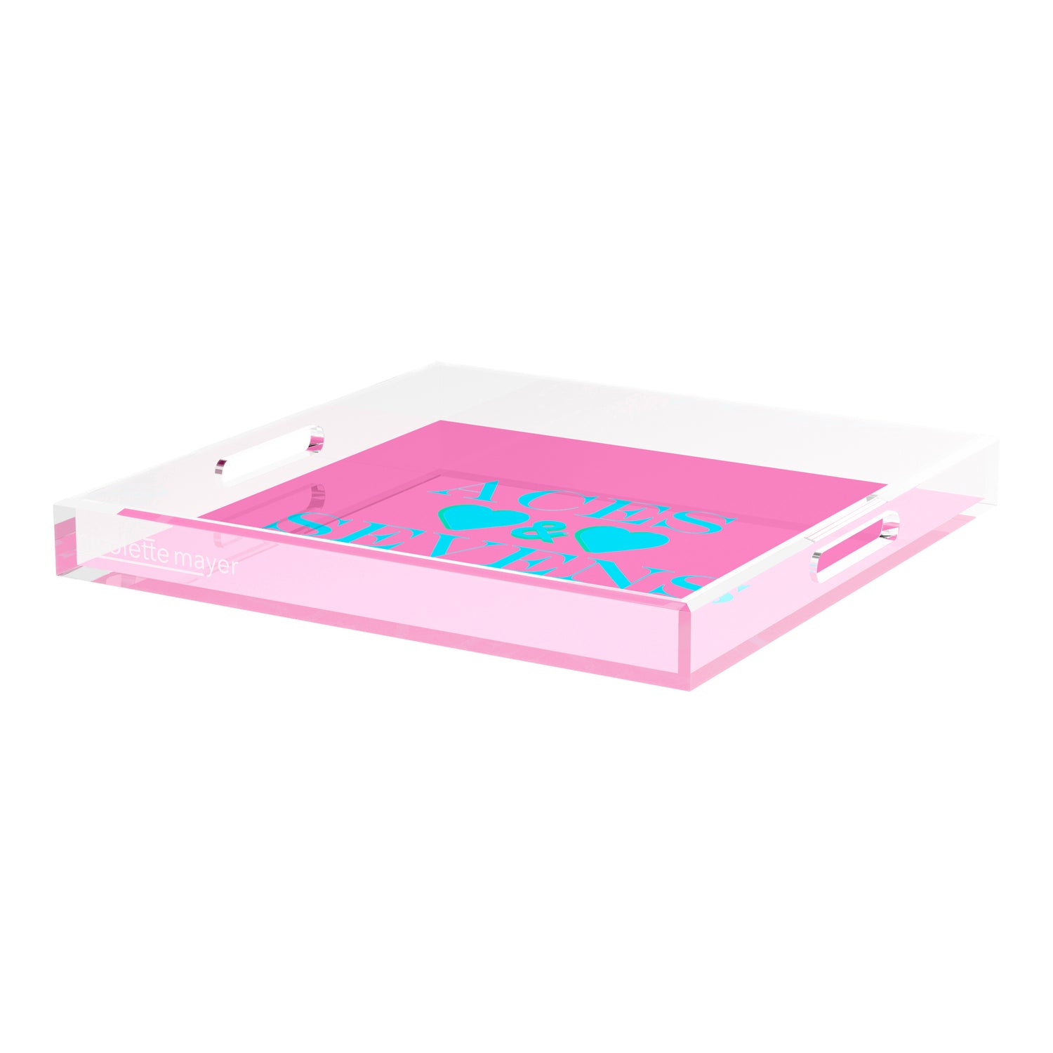 Canasta Aces and Sevens Pink Blue 18X18 Acrylic Tray - nicolettemayer.com 