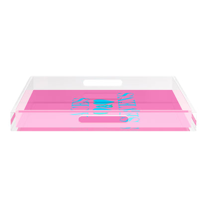 Canasta Aces and Sevens Pink Blue 18X18 Acrylic Tray - nicolettemayer.com 