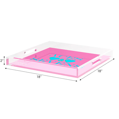 Canasta Aces and Sevens Pink Blue 18X18 Acrylic Tray - nicolettemayer.com 