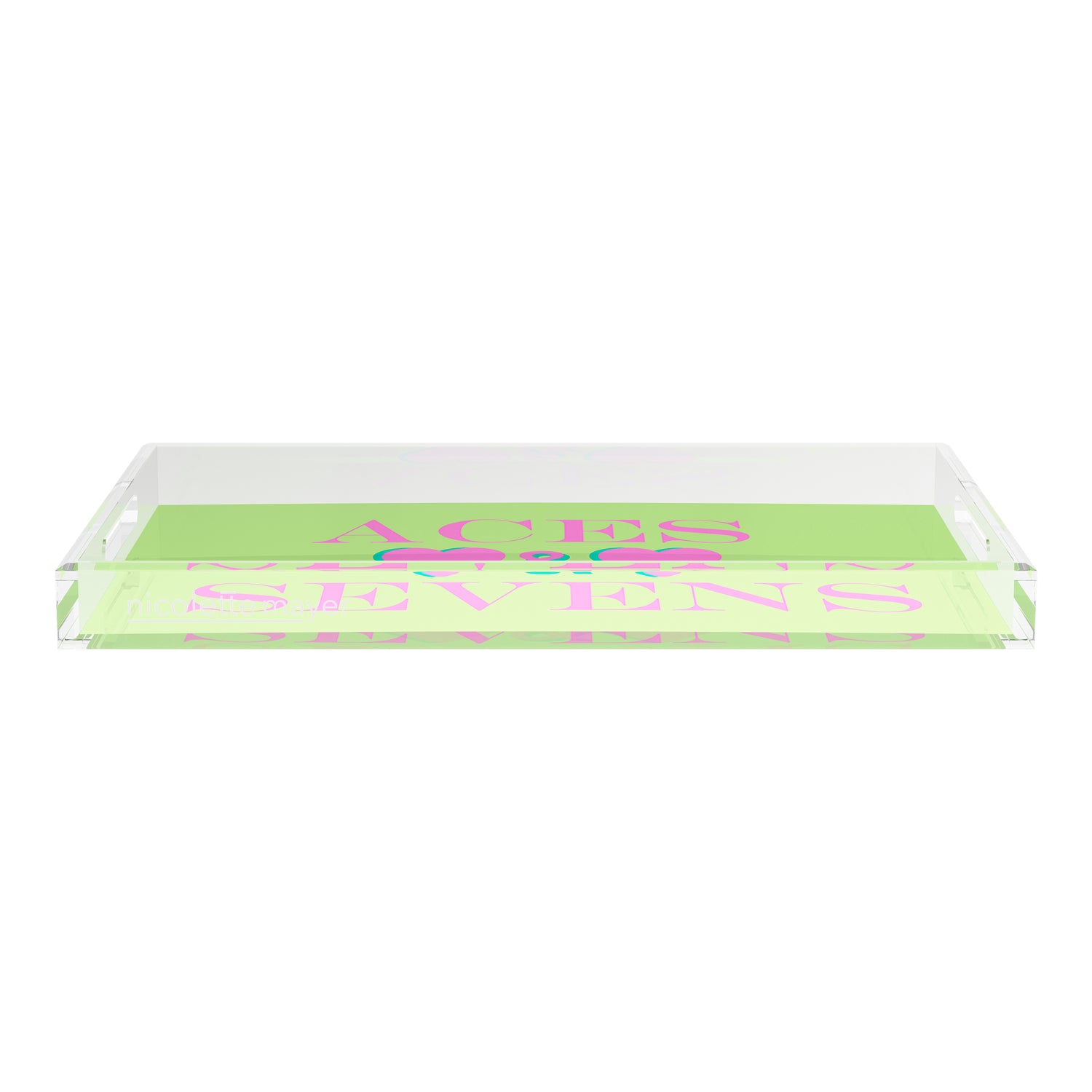 Canasta Aces And Sevens Key Lime Pink 22.5x14.5 Acrylic Tray - nicolettemayer.com 