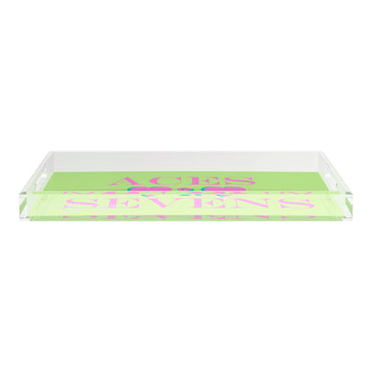 Canasta Aces And Sevens Key Lime Pink 22.5x14.5 Acrylic Tray - nicolettemayer.com 