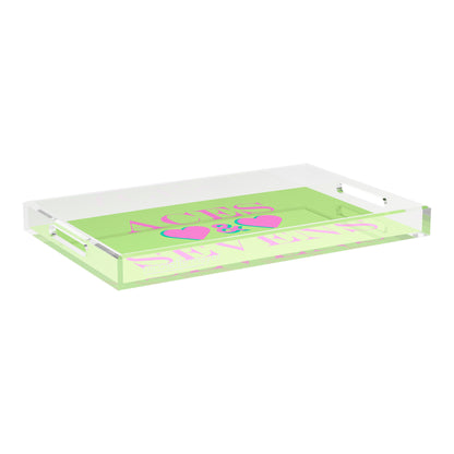 Canasta Aces And Sevens Key Lime Pink 22.5x14.5 Acrylic Tray - nicolettemayer.com 