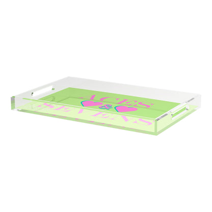 Canasta Aces And Sevens Key Lime Pink 22.5x14.5 Acrylic Tray - nicolettemayer.com 