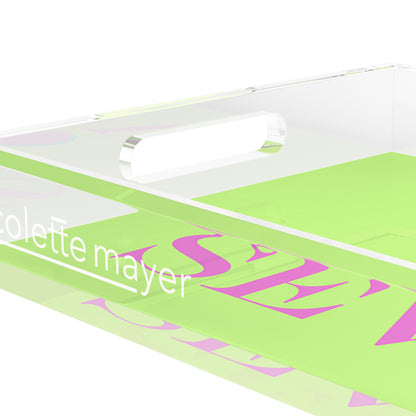 Canasta Aces And Sevens Key Lime Pink 22.5x14.5 Acrylic Tray - nicolettemayer.com 