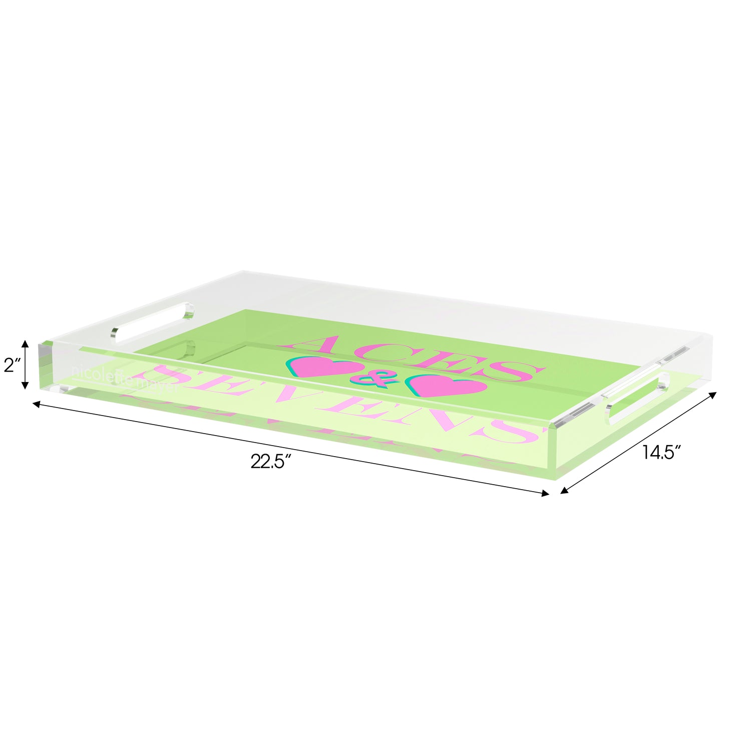 Canasta Aces And Sevens Key Lime Pink Set of 3 Acrylic Tray - nicolettemayer.com 