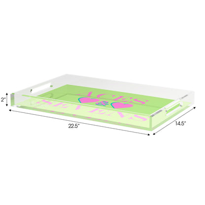 Canasta Aces And Sevens Key Lime Pink Set of 3 Acrylic Tray - nicolettemayer.com 