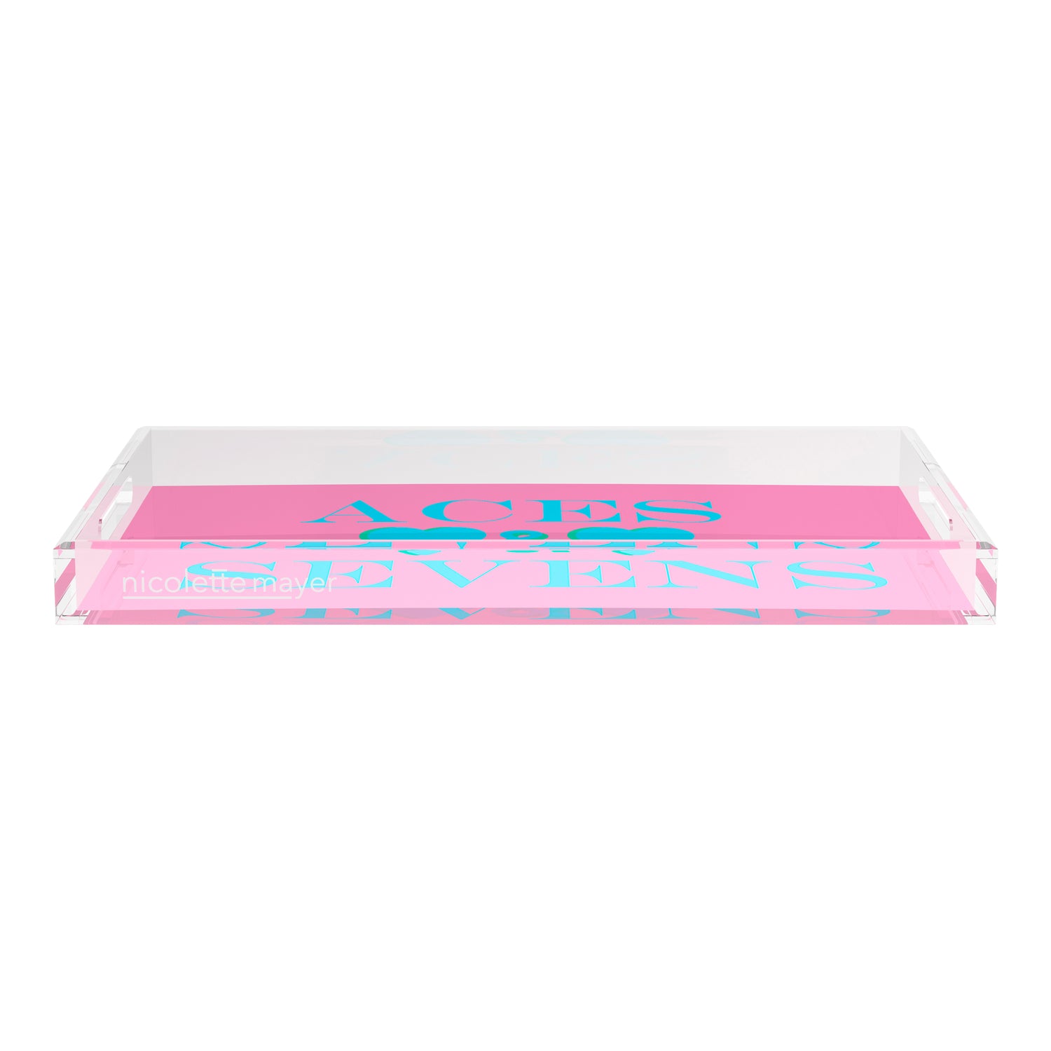 Canasta Aces And Sevens Pink Blue 22.5x14.5 Acrylic Tray - nicolettemayer.com 