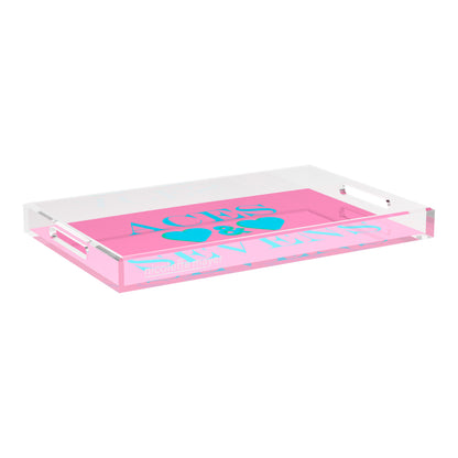 Canasta Aces And Sevens Pink Blue 22.5x14.5 Acrylic Tray - nicolettemayer.com 