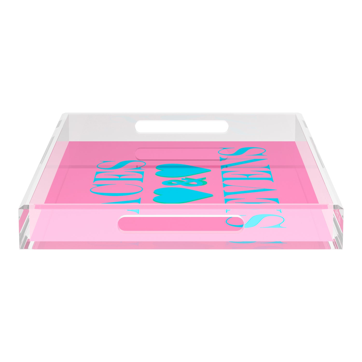 Canasta Aces And Sevens Pink Blue 22.5x14.5 Acrylic Tray - nicolettemayer.com 