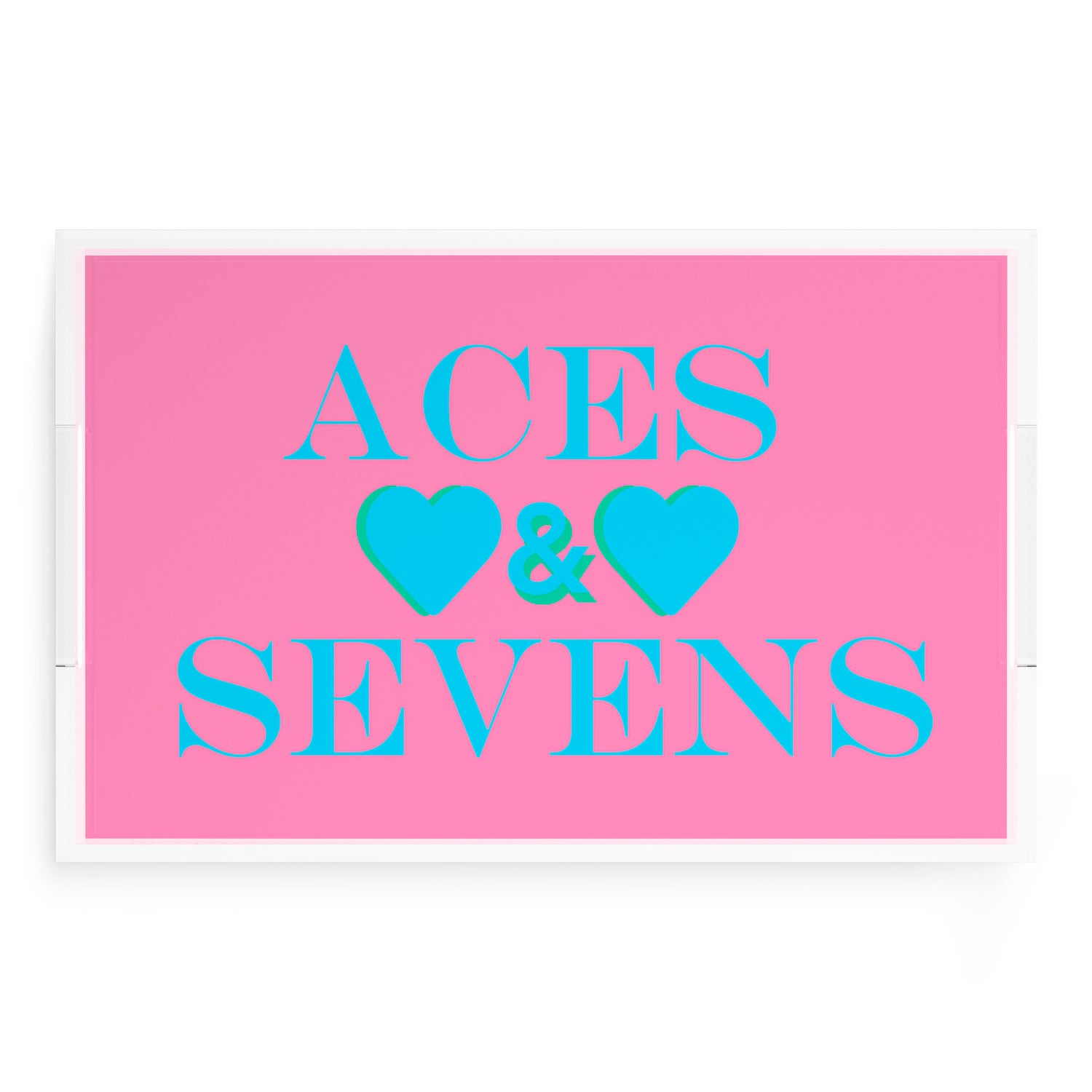 Canasta Aces And Sevens Pink Blue 22.5x14.5 Acrylic Tray - nicolettemayer.com 