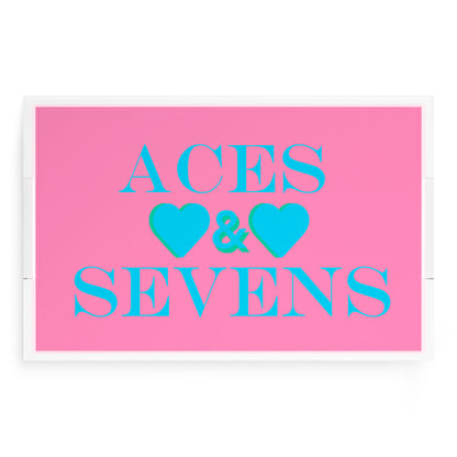 Canasta Aces And Sevens Pink Blue 22.5x14.5 Acrylic Tray - nicolettemayer.com 