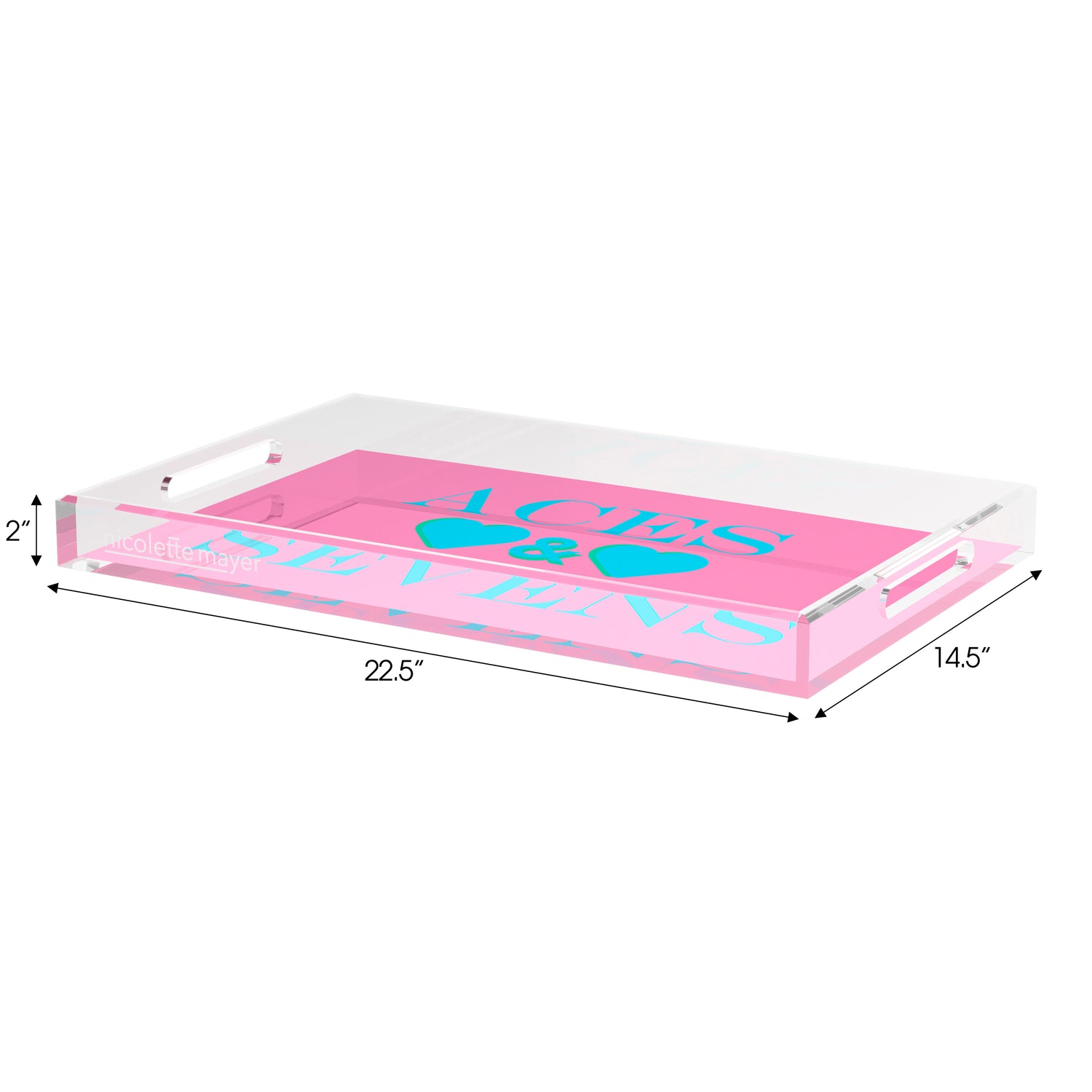 Canasta Aces And Sevens Pink Blue Set of 3 Acrylic Tray - nicolettemayer.com 