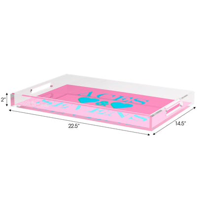 Canasta Aces And Sevens Pink Blue Set of 3 Acrylic Tray - nicolettemayer.com 
