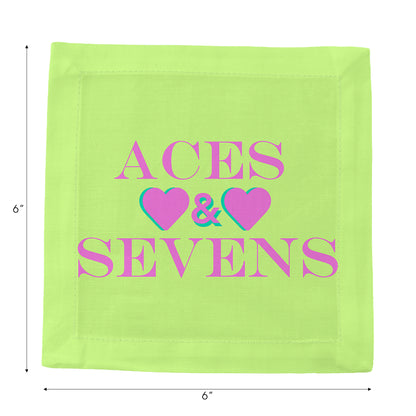 Aces And Sevens Key Lime Pink Cotton Sateen Cocktail Napkins - nicolettemayer.com