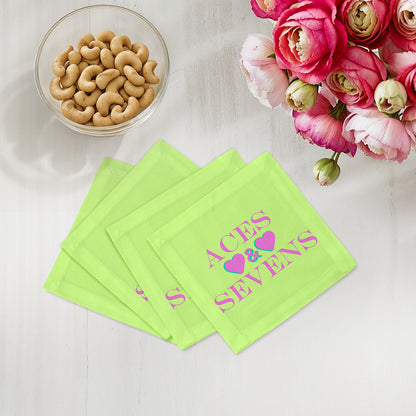 Aces And Sevens Key Lime Pink Cotton Sateen Cocktail Napkins - nicolettemayer.com