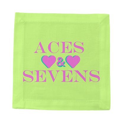 Aces And Sevens Key Lime Pink Cotton Sateen Cocktail Napkins - nicolettemayer.com